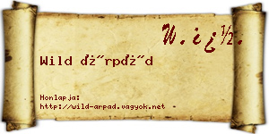 Wild Árpád névjegykártya